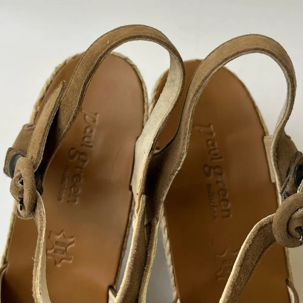 Paul Green Tan Espadrille Platform Sandals - Picture 6 of 10
